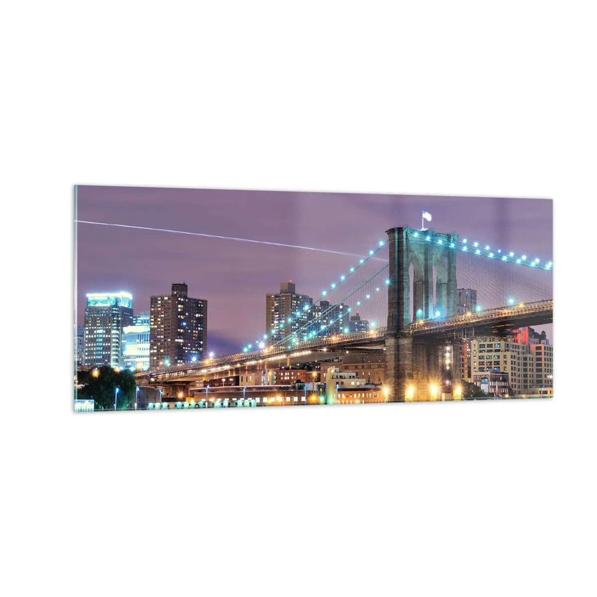 Schilderen op glas - Al vele jaren de Brooklyn Bridge - 100x40 cm