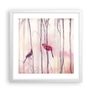 Poster in een witte lijst - Verhaal van het roze woud - 40x40 cm