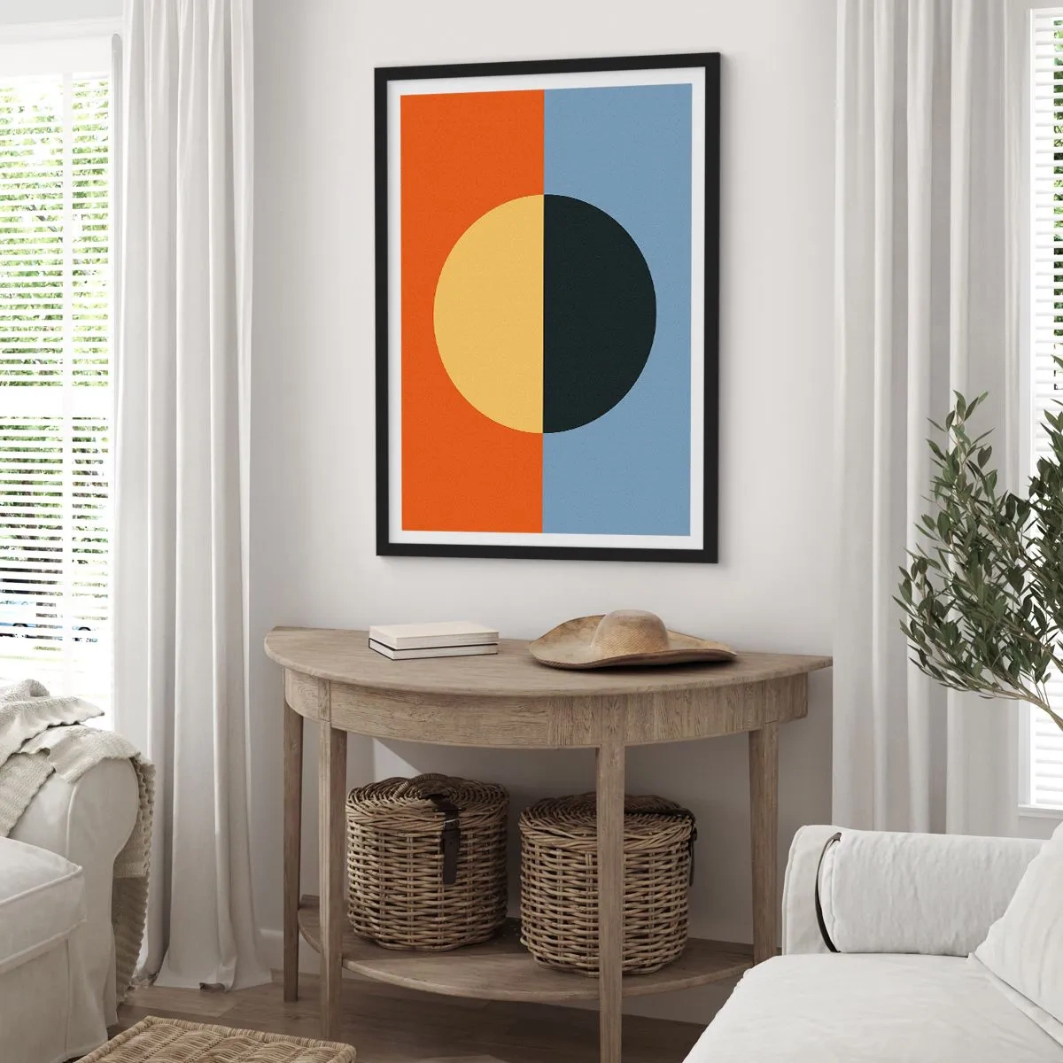 Poster in een zwarte lijst - Een compositie van warmte en koelte - 30x40 cm