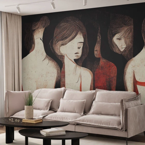Fotobehang Standard Eco - Madonna's van duisternis - Vrouwen, Deel, Droefheid - 200x140 cm