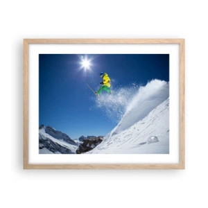 Een poster in een licht eiken lijst - Dansend met de bergen - 50x40 cm