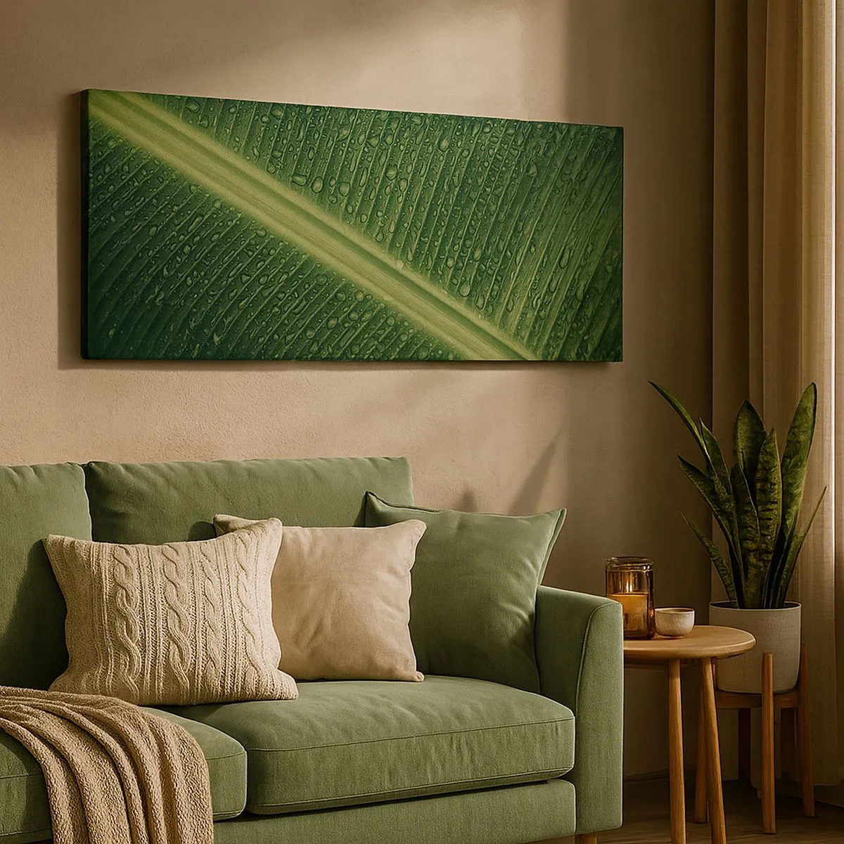 Schilderen op canvas - De structuur van groen - 100x40 cm