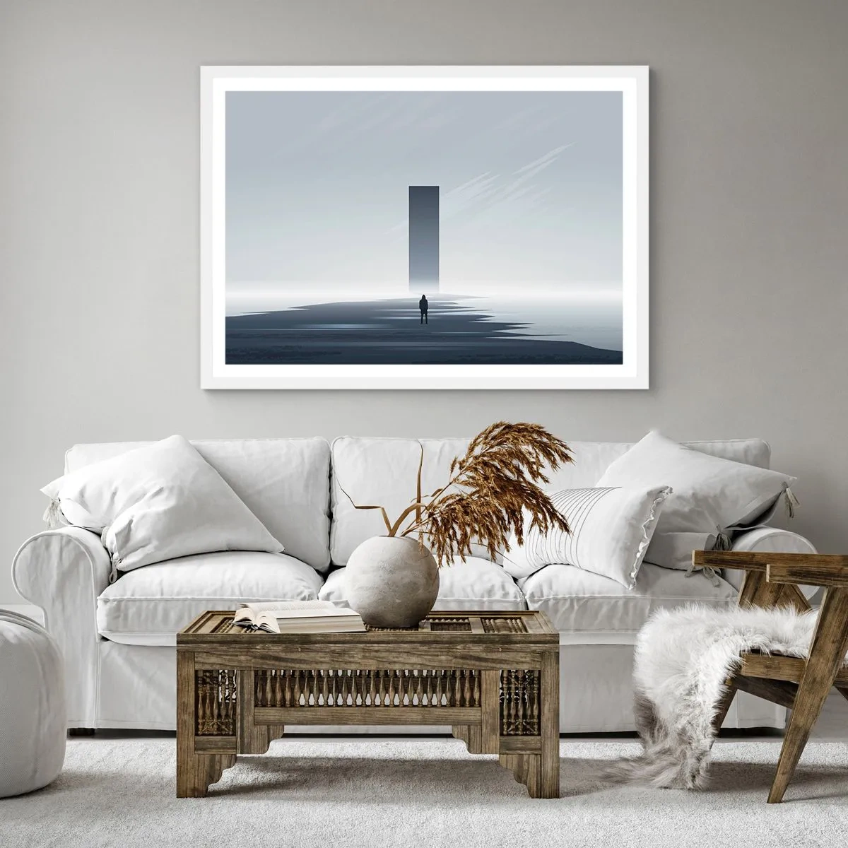 Poster in een witte lijst - Kans of bedreiging? - 60x60 cm