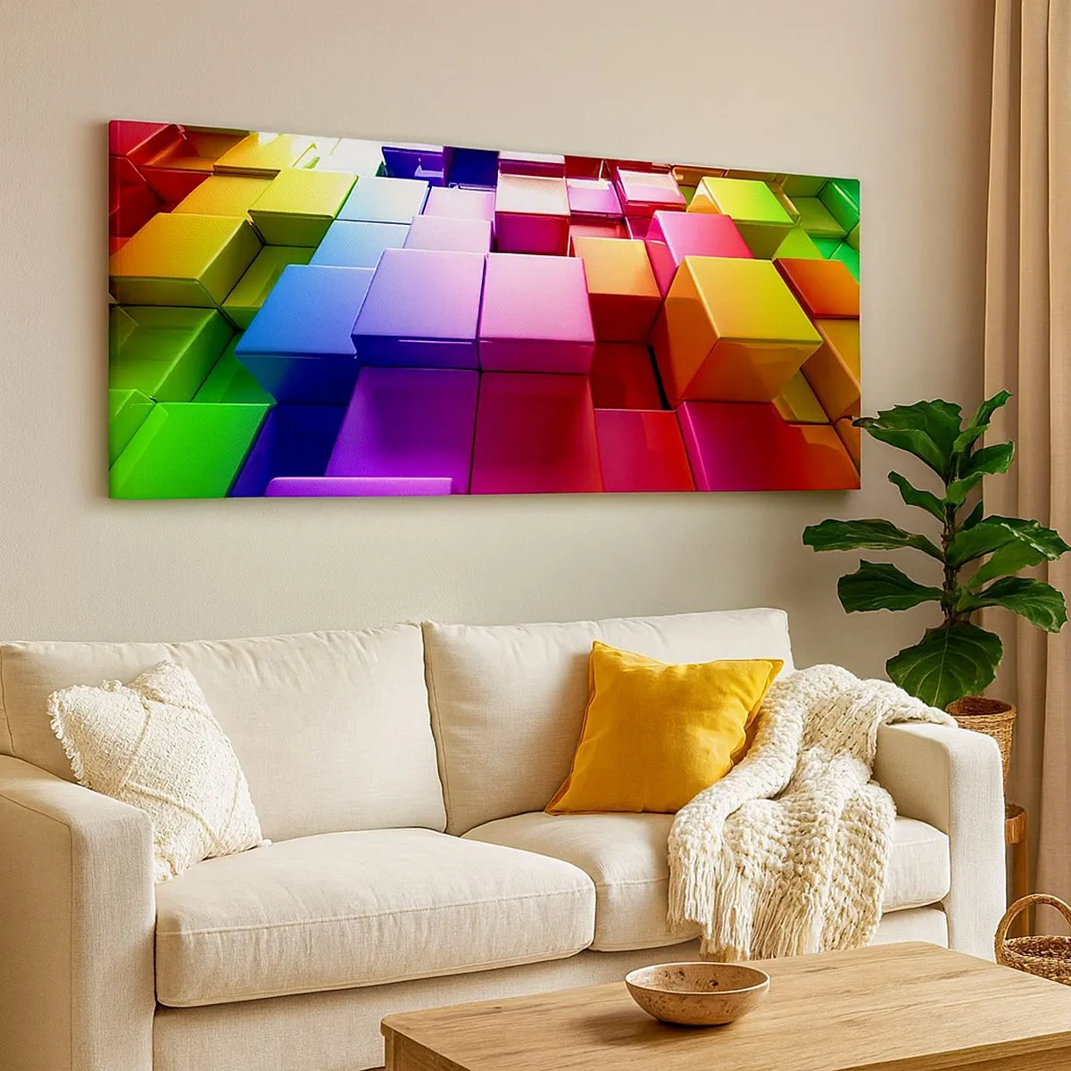 Schilderen op canvas - Op-art samen in een team - 100x40 cm