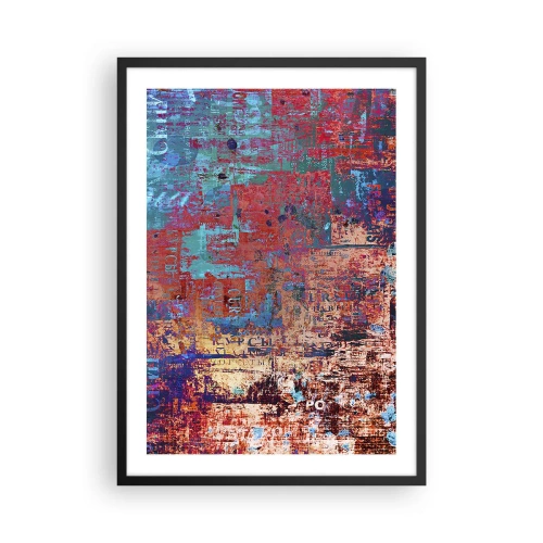 Poster in een zwarte lijst - Kleurrijke abstractie met intense tinten rood en blauw - 50x70cm - Geheugen en vergetelheid - Moderne wanddecoratie voor woonkamer en slaapkamer ARTTOR