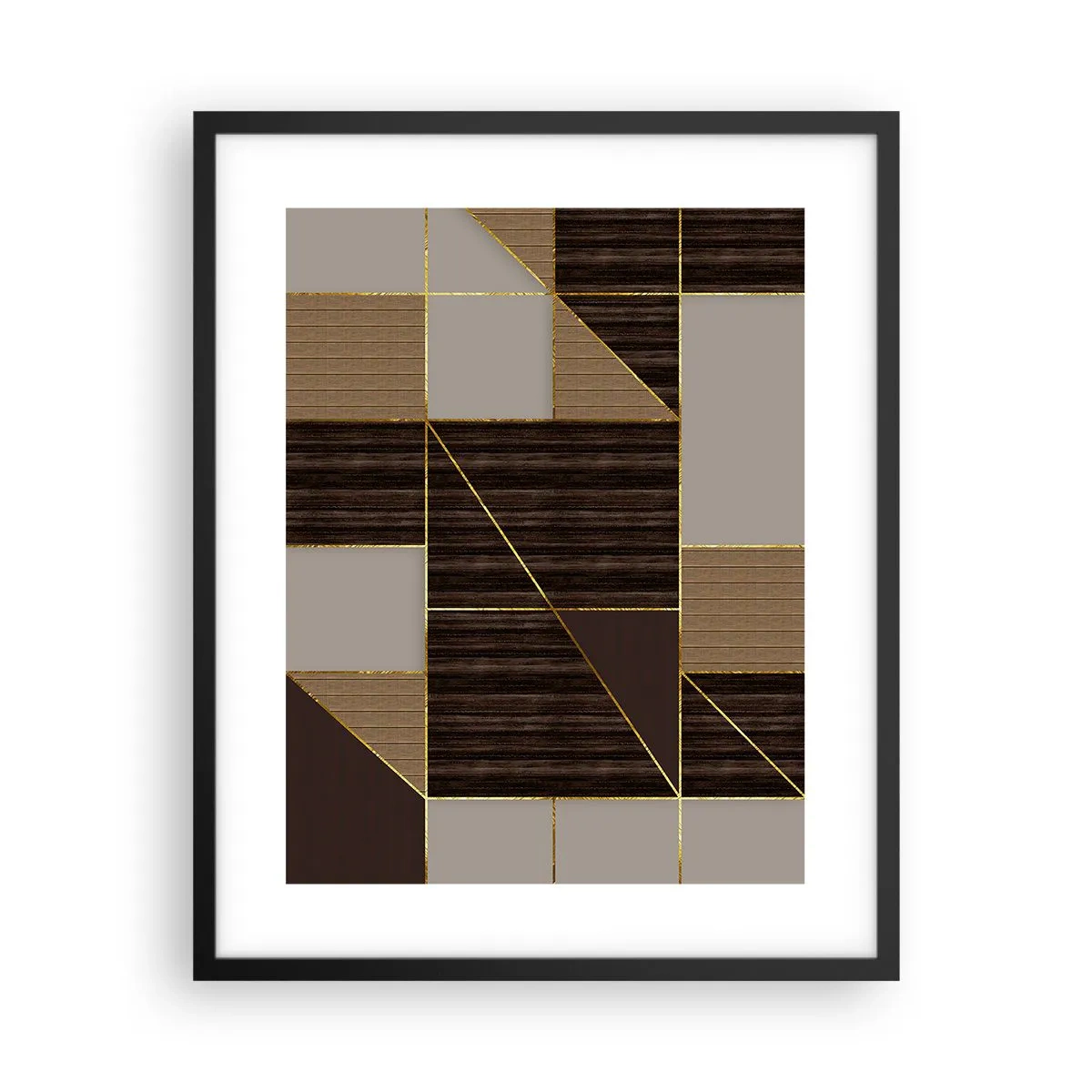 Poster in een zwarte lijst - Een mozaïek van bruin en goud - 40x50 cm