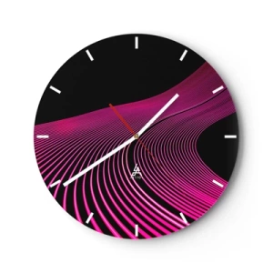 Wandklok - Klok - Paarse lijnen op een zwarte achtergrond in een futuristische compositie - 30x30cm - Avenue van licht - Moderne wanddecoratie voor woonkamer, keuken en slaapkamer ARTTOR