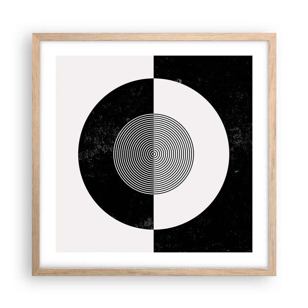 Een poster in een licht eiken lijst - Harmonie in zwart-wit - 50x50 cm