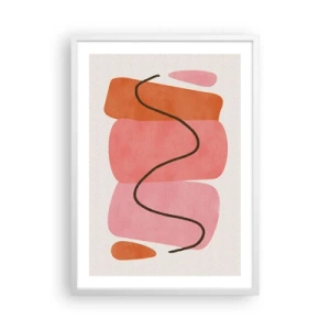Poster in een witte lijst - zachte beweging van vormen - 50x70 cm