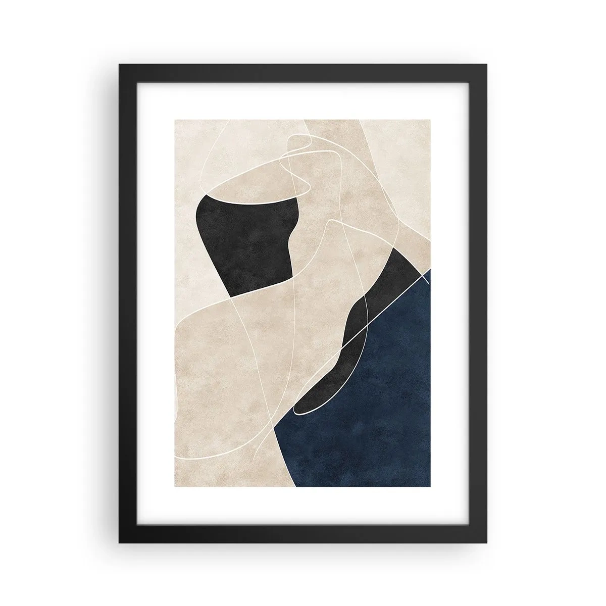Poster in een zwarte lijst - Abstracte compositie – kleurcontrast - 30x40 cm