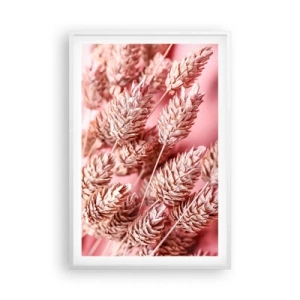 Poster in een witte lijst - Een bloemencascade in roze - 61x91 cm
