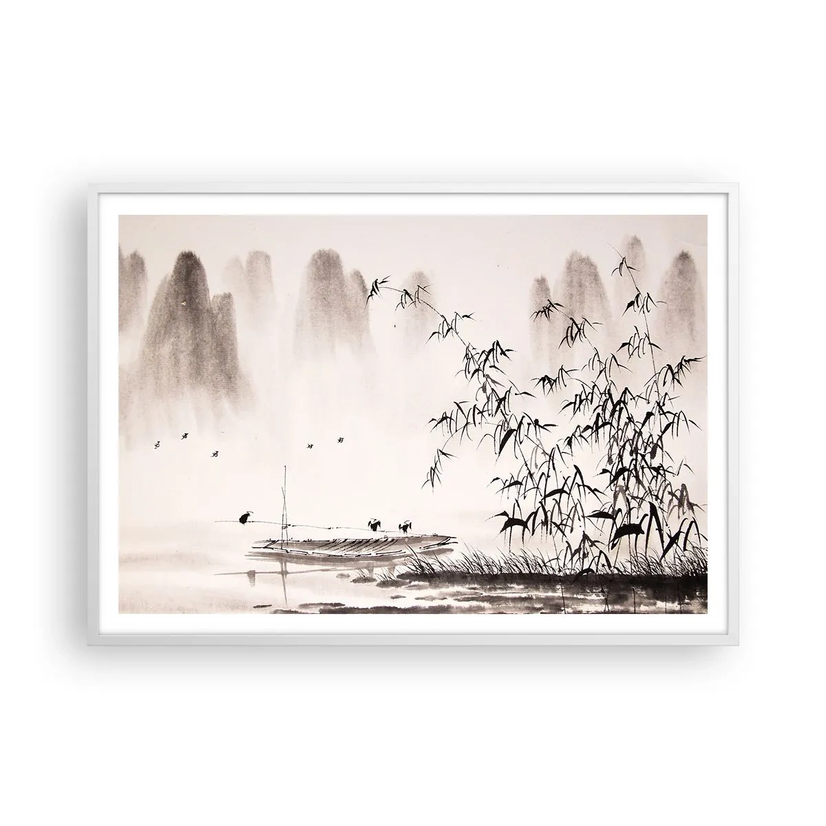 Poster in een witte lijst - De stilte van de rijstvelden - 100x70 cm