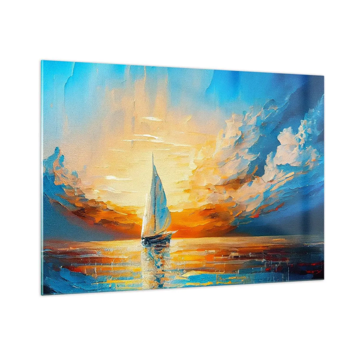 Schilderen op glas - Zeilen in goud - 100x70 cm