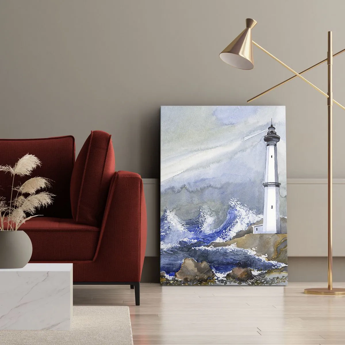 Schilderen op canvas - Tegen de duisternis en de storm - 55x100 cm
