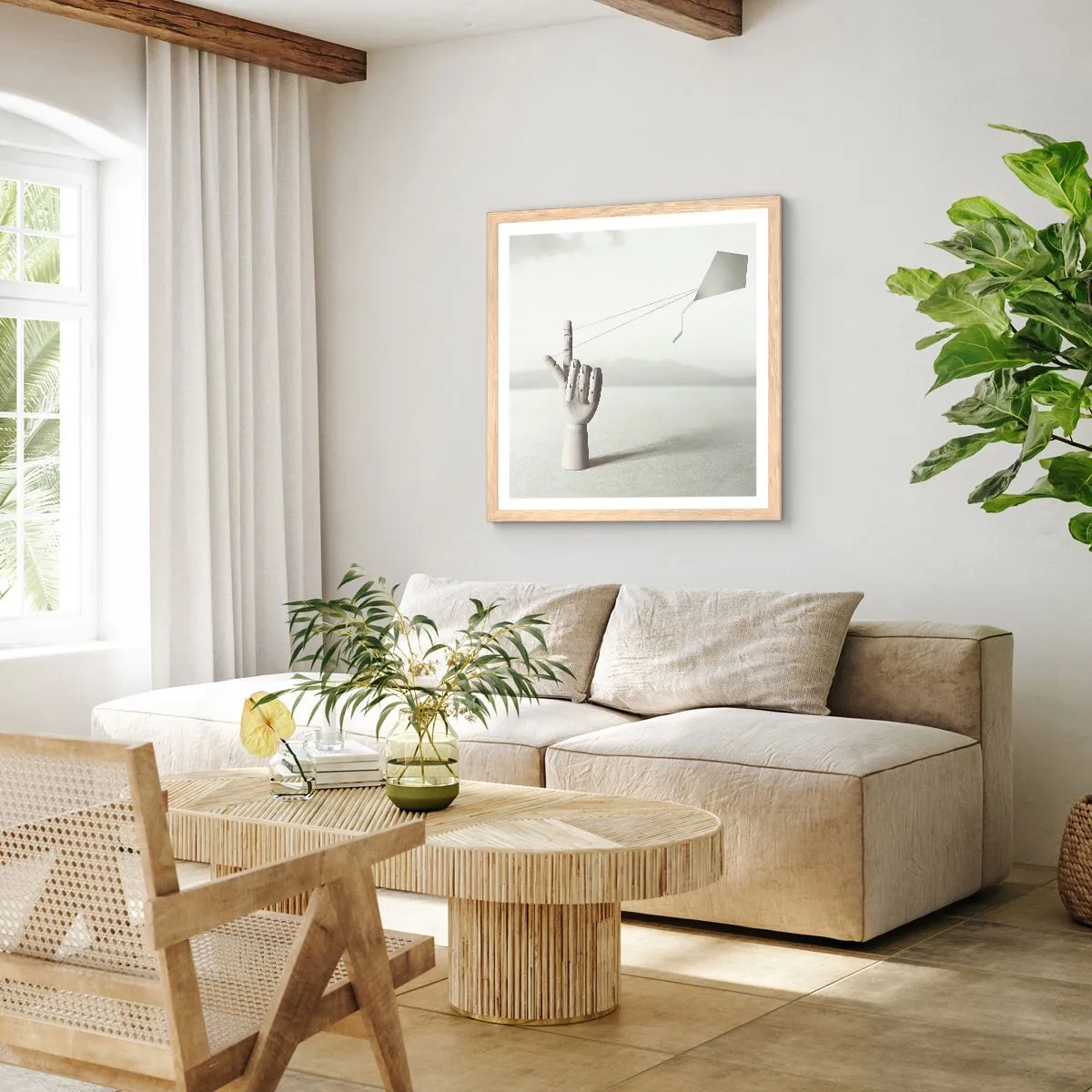 Een poster in een licht eiken lijst - Krachttest - 40x40 cm
