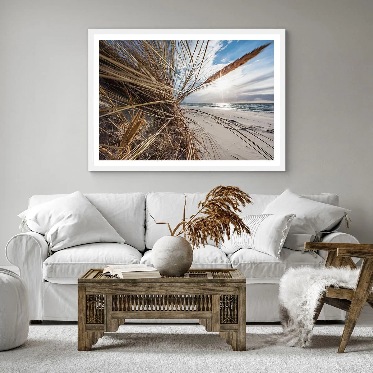 Poster in een witte lijst - Een ontmoeting van de elementen - 30x30 cm
