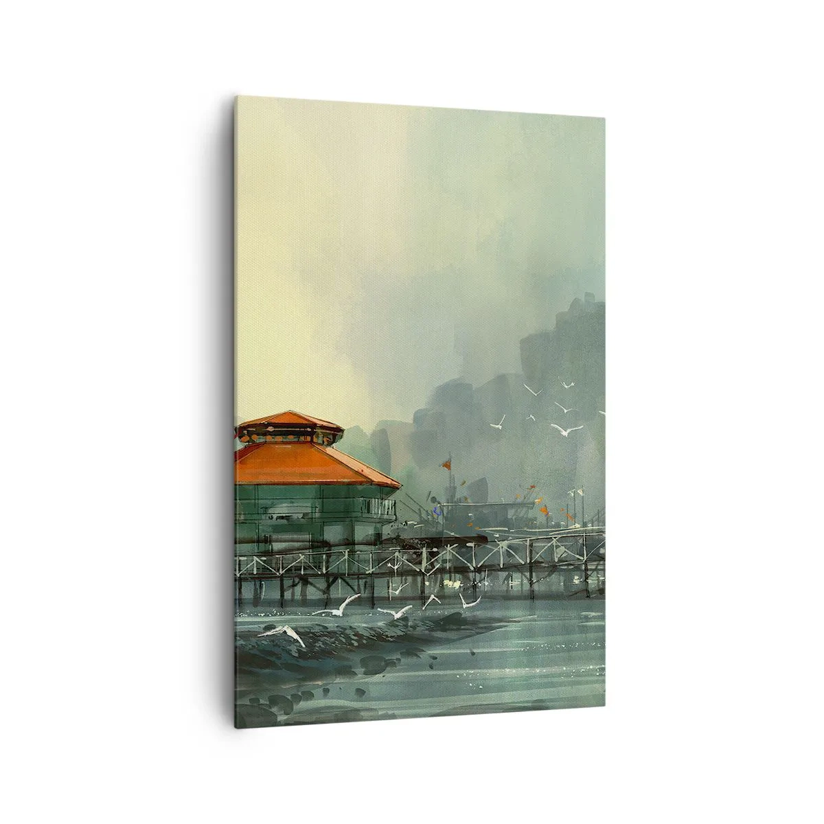 Schilderen op canvas - Een zonnige dag in de haven - 80x120 cm