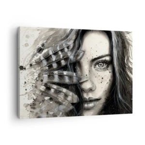 Schilderen op canvas - Artistiek portret van een vrouw met abstracte details - 70x50cm - Wilde schoonheid - Moderne wanddecoratie voor woonkamer en slaapkamer ARTTOR