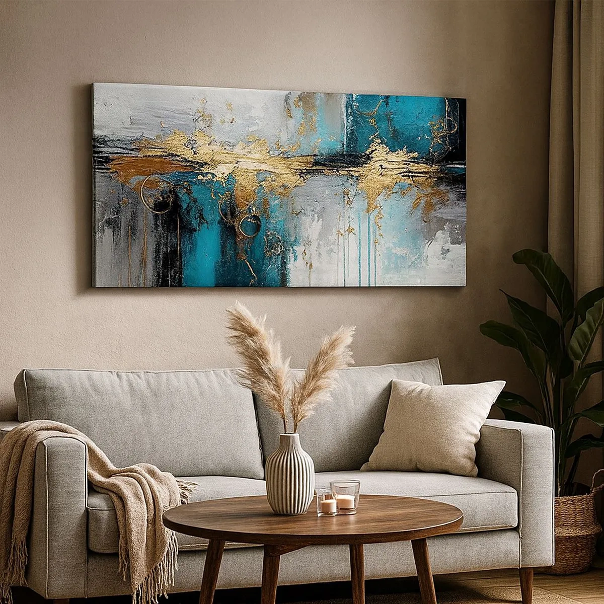Schilderen op canvas - Alles vloeit - 100x40 cm