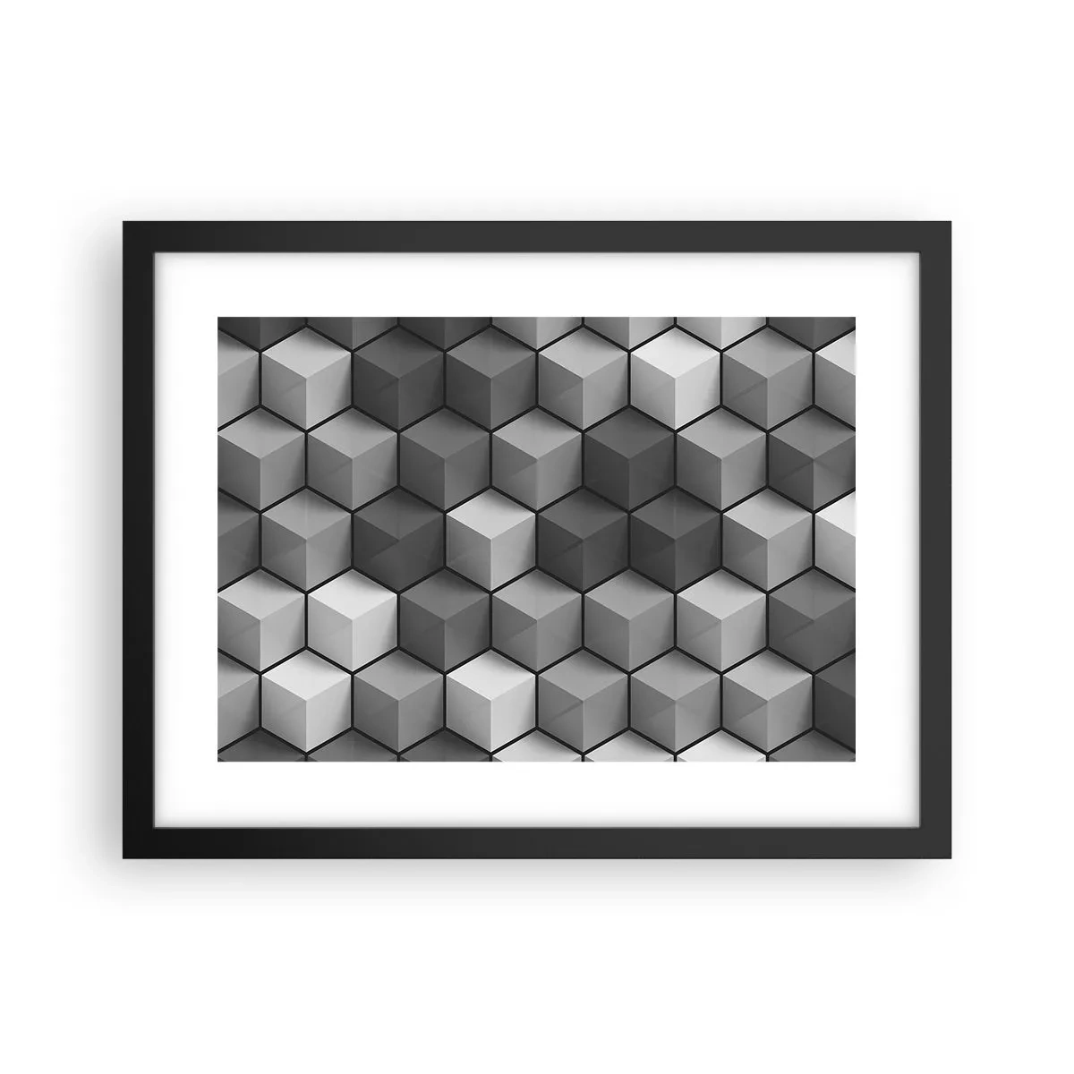 Poster in een zwarte lijst - Kubistische puzzel - 40x30 cm