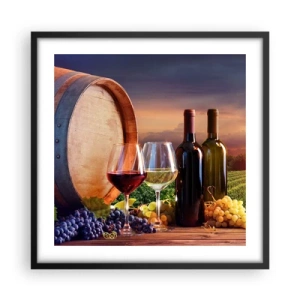 Poster in een zwarte lijst - Het leven smaakt hier - 50x50 cm