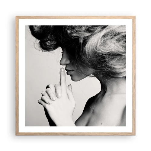 Een poster in een licht eiken lijst - Luisteren naar zichzelf - 60x60 cm