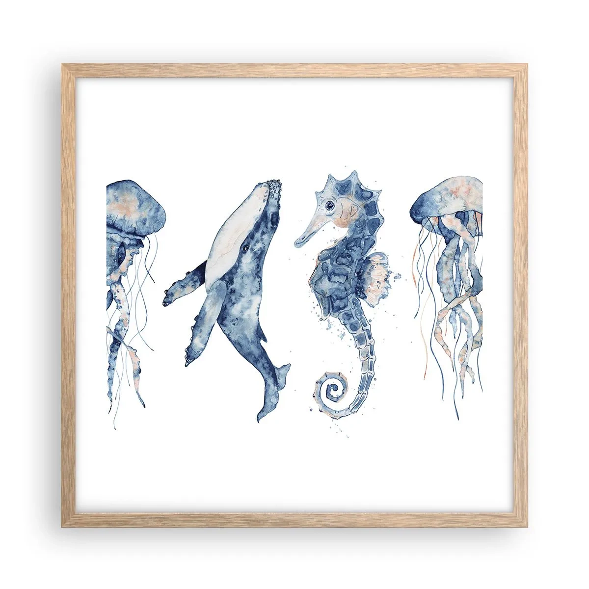 Een poster in een licht eiken lijst - Zee wonderen - 50x50 cm