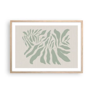 Een poster in een licht eiken lijst - Smaragdgroene tak - 70x50 cm