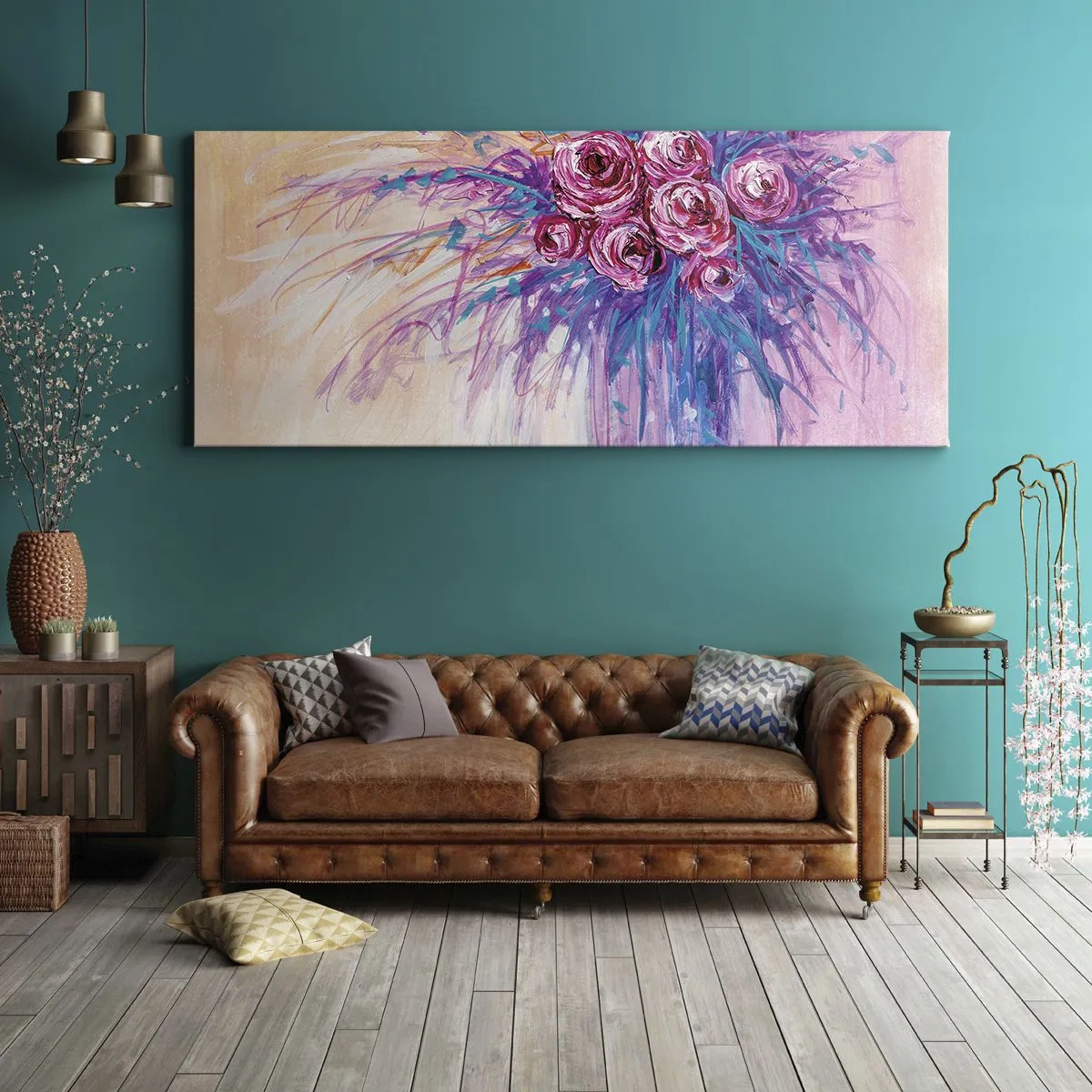 Schilderen op canvas - Rozenfontein - 160x50 cm