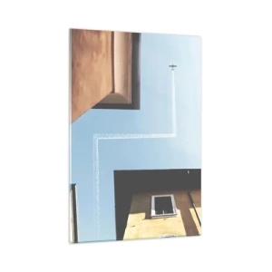 Schilderen op glas - Boven het doolhof van de stad - 70x100 cm