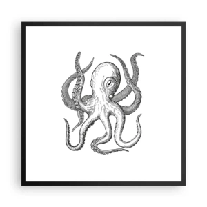 Poster in een zwarte lijst - Dansend met de golven - 60x60 cm