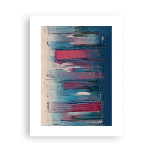 Poster - Verticale compositie in blauw en rood - 30x40 cm