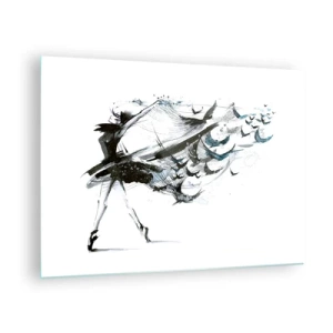 Schilderen op glas - Danser in beweging met zwevende vogels - 70x50cm - De magie van muziek bevrijdt je van betovering - Moderne wanddecoratie voor woonkamer en slaapkamer ARTTOR
