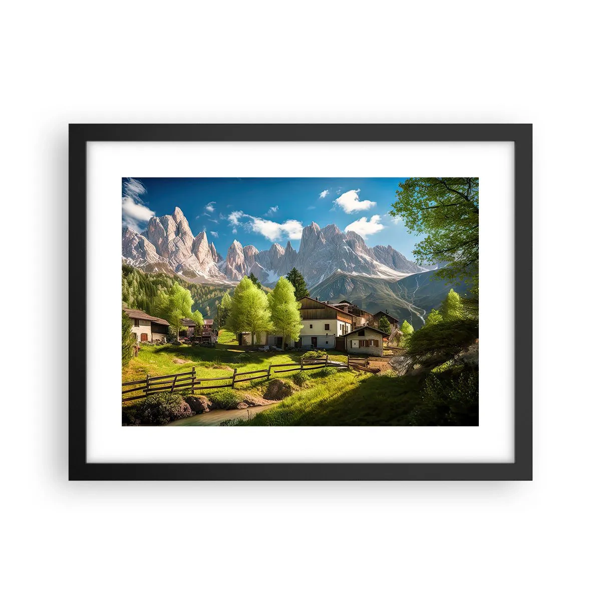 Poster in een zwarte lijst - Alpine idylle - 40x30 cm