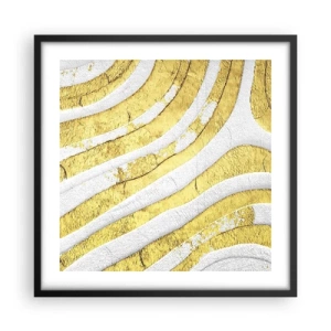 Poster in een zwarte lijst - Compositie in wit en goud - 50x50 cm