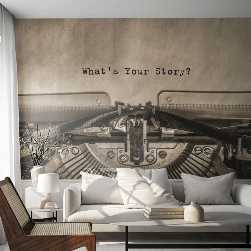 Fotobehang Premium Canvas - Vertel het mee - Schuimmachine, Vintage, Retro - 300x210 cm