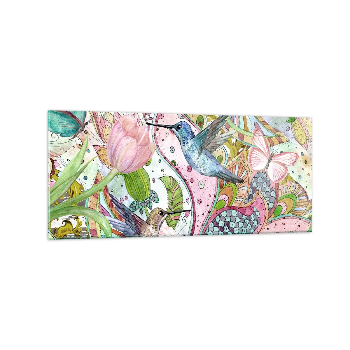 Schilderen op glas - Verstrikt in wijnstokken - 120x50 cm