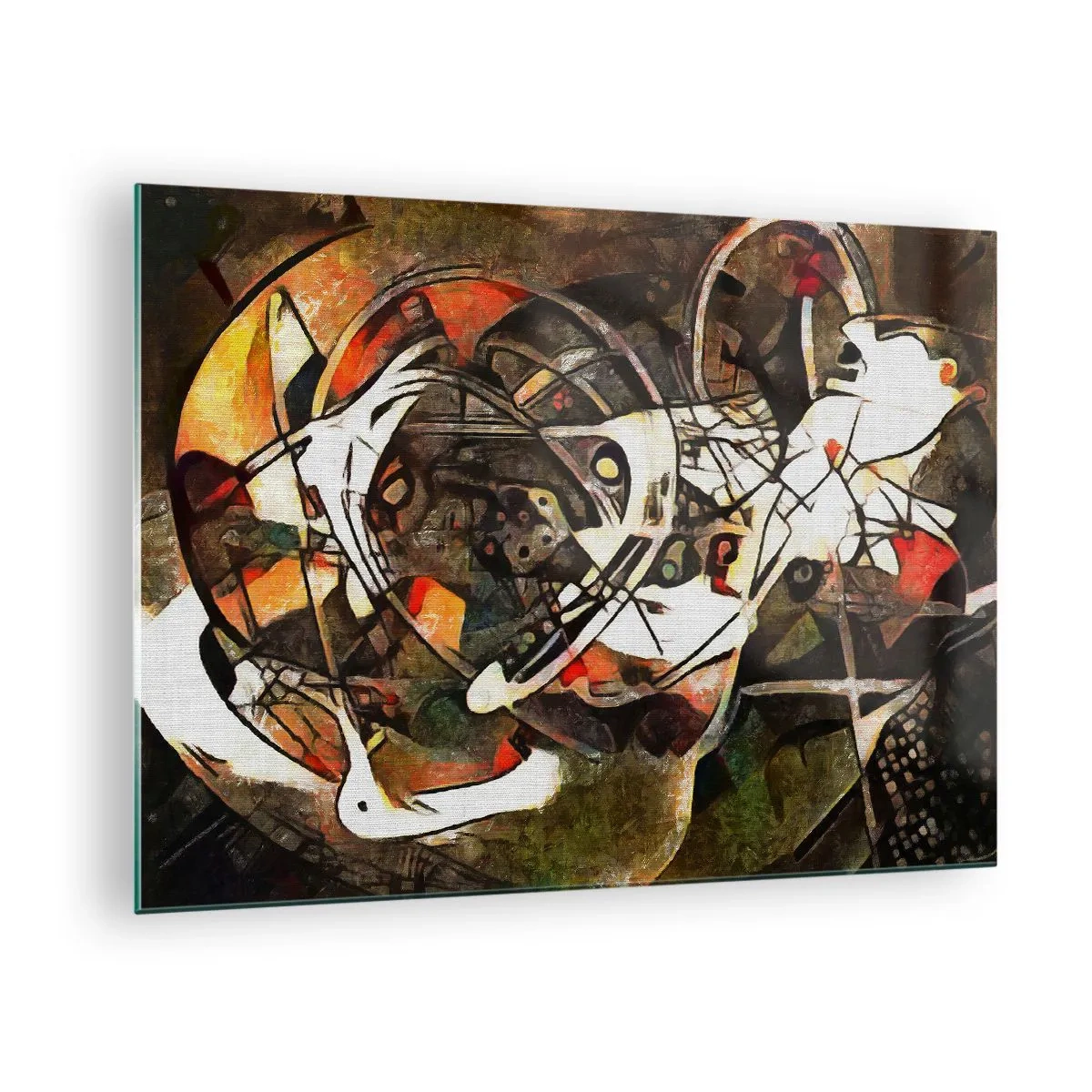 Schilderen op glas - Abstract schilderij met cirkels en dynamische lijnen - 70x50cm - Hoor je het verkeer? - Moderne wanddecoratie voor woonkamer en slaapkamer ARTTOR