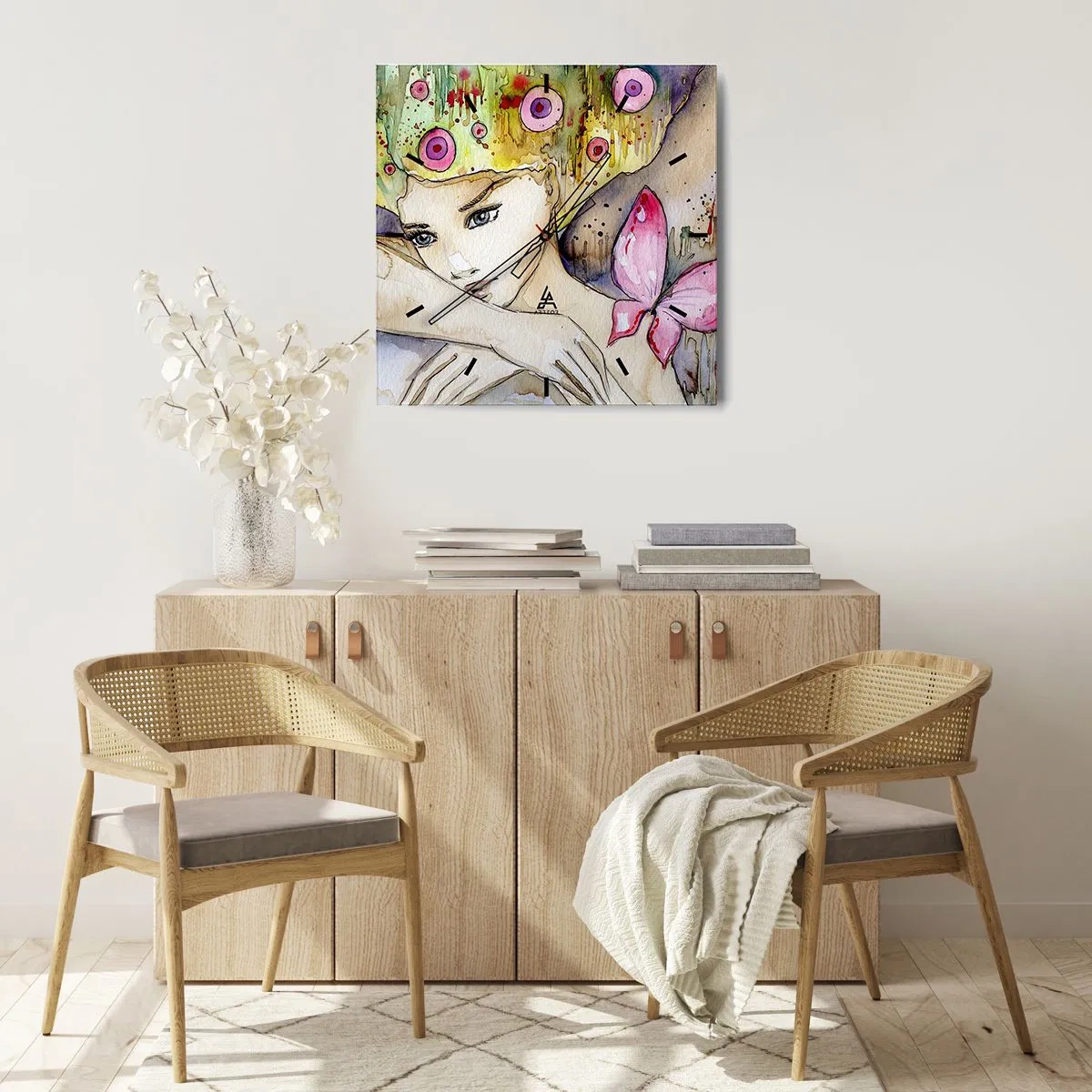 Wandklok - Klok - Vlinderprinses - 30x30 cm