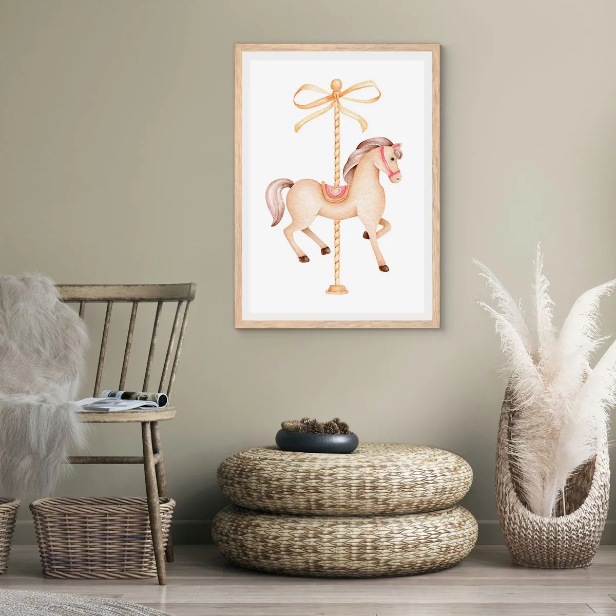 Een poster in een licht eiken lijst - Een sierlijke draf - 70x100 cm