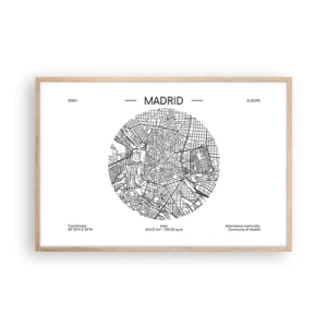 Een poster in een licht eiken lijst - Anatomie van Madrid - 91x61 cm