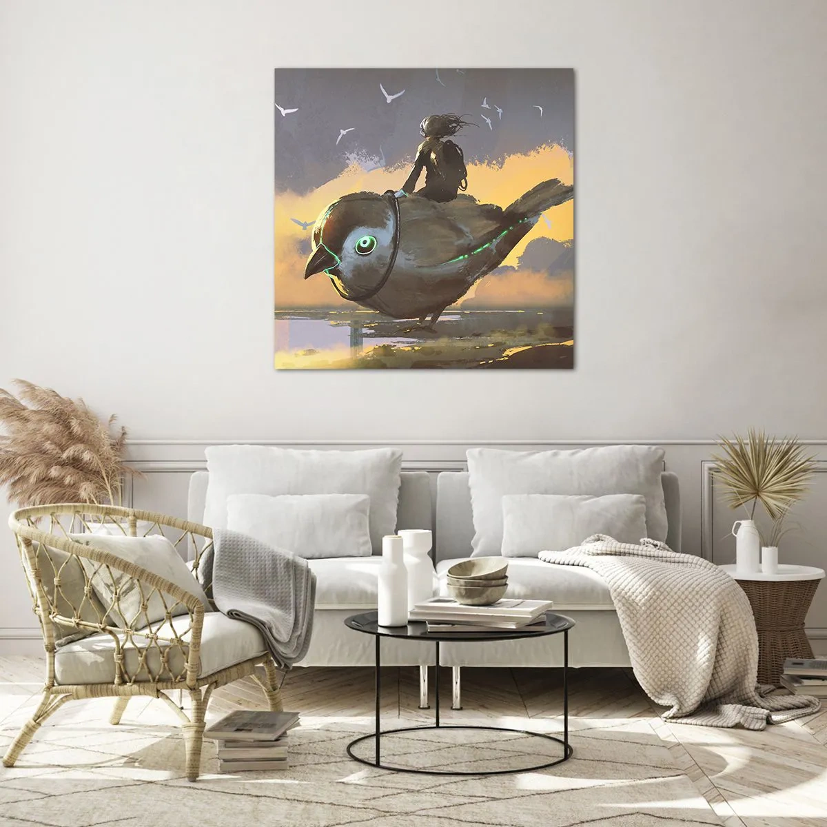 Schilderen op glas - Een tussenstop op een fantastische reis - 70x70 cm