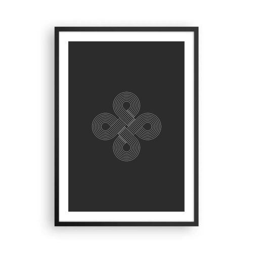 Poster in een zwarte lijst - Geometrisch symbool op een zwarte achtergrond - 50x70cm - In de Keltische geest - Moderne wanddecoratie voor woonkamer en slaapkamer ARTTOR
