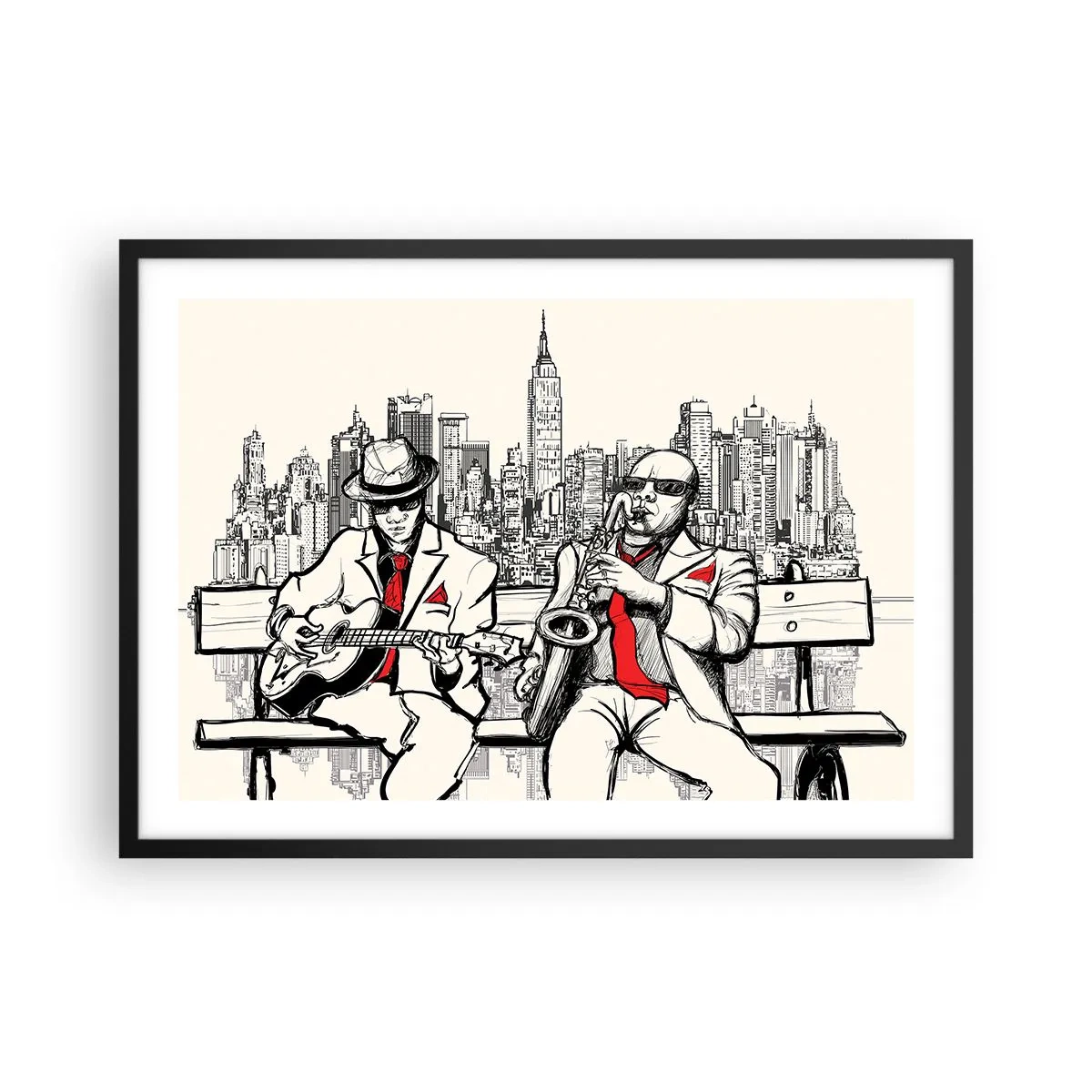 Poster in een zwarte lijst - Improvisatie van New York - 70x50 cm