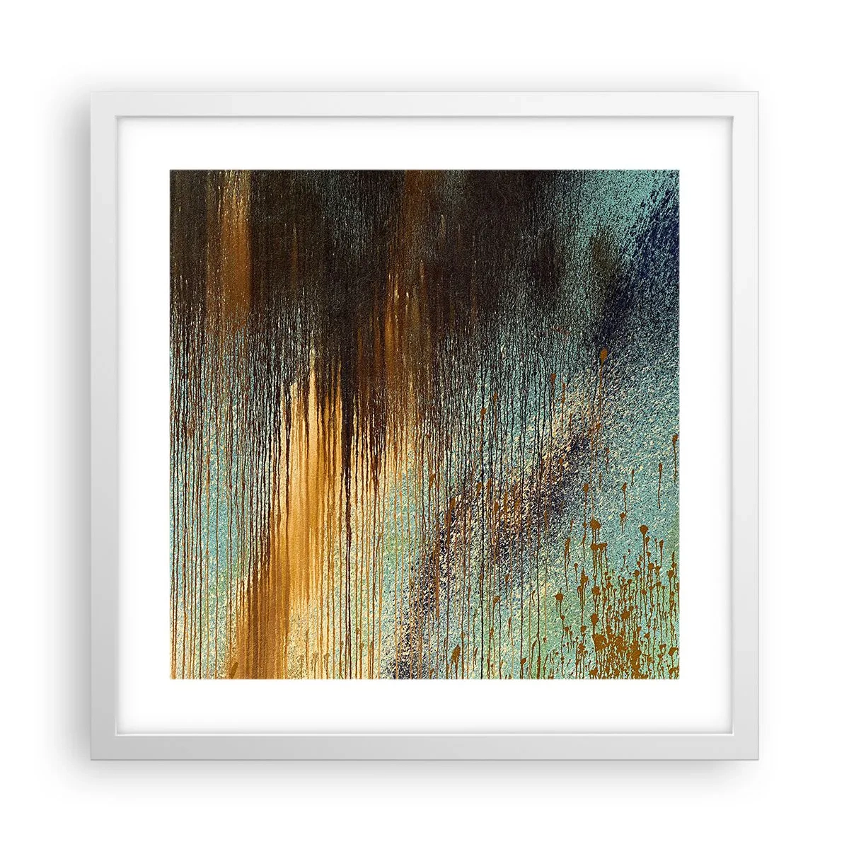 Poster in een witte lijst - Een niet toevallig kleurrijke compositie - 40x40 cm
