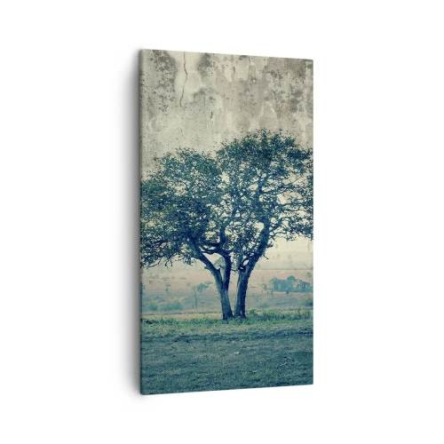 Schilderen op canvas - Een appelboom op een blauw veld? - 45x80 cm