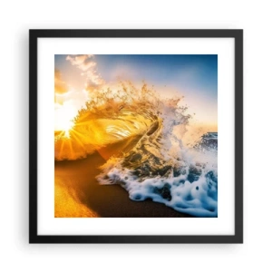 Poster in een zwarte lijst - Plezier in het zand - 40x40 cm