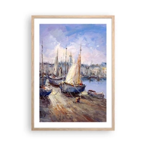 Een poster in een licht eiken lijst - Een stad aan de baai - 50x70 cm