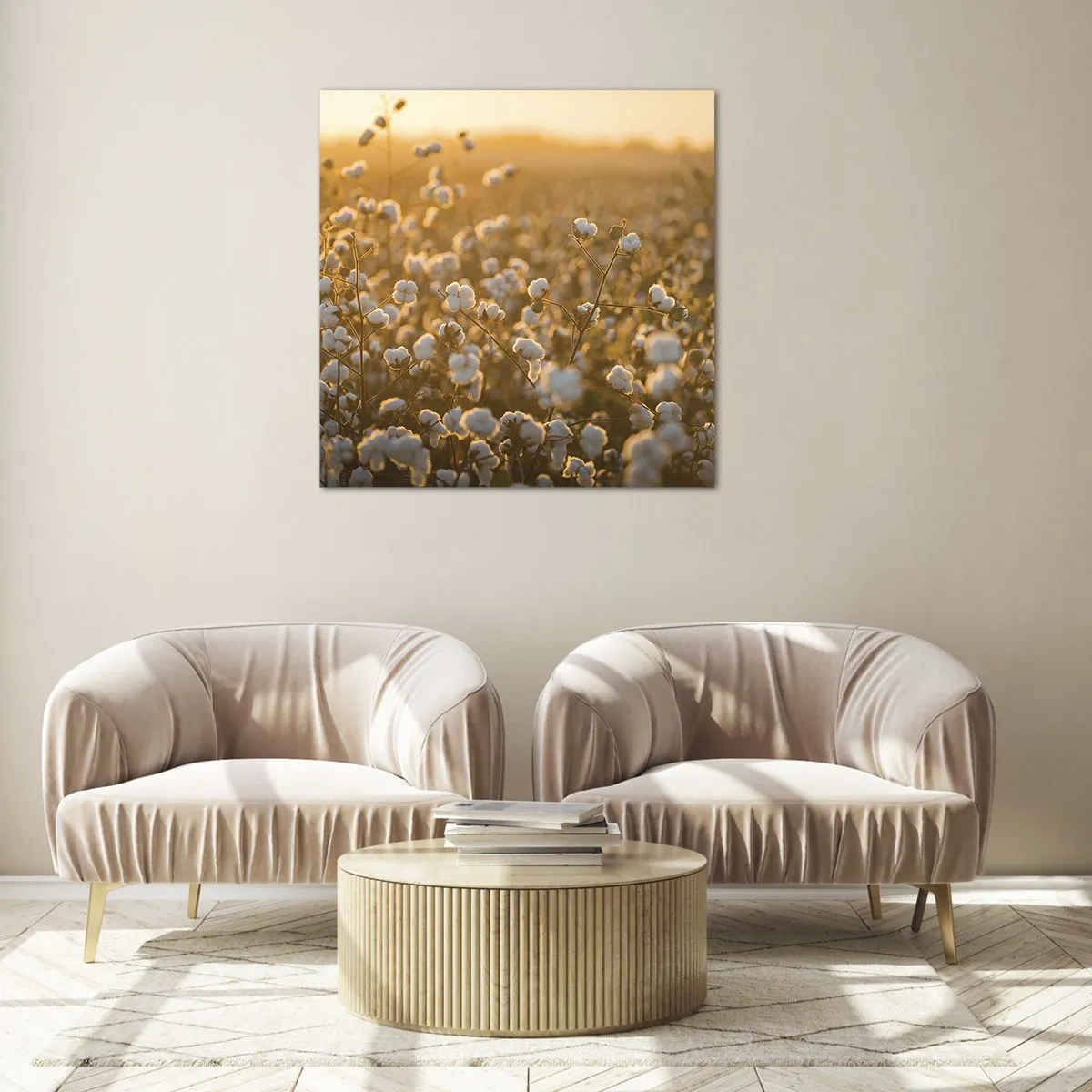 Schilderen op glas - Pluizig veld - 50x50 cm