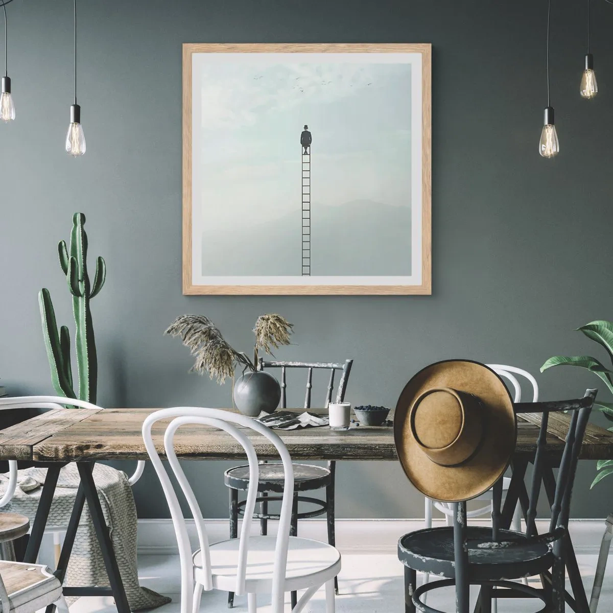 Een poster in een licht eiken lijst - Stap verder op! - 30x30 cm